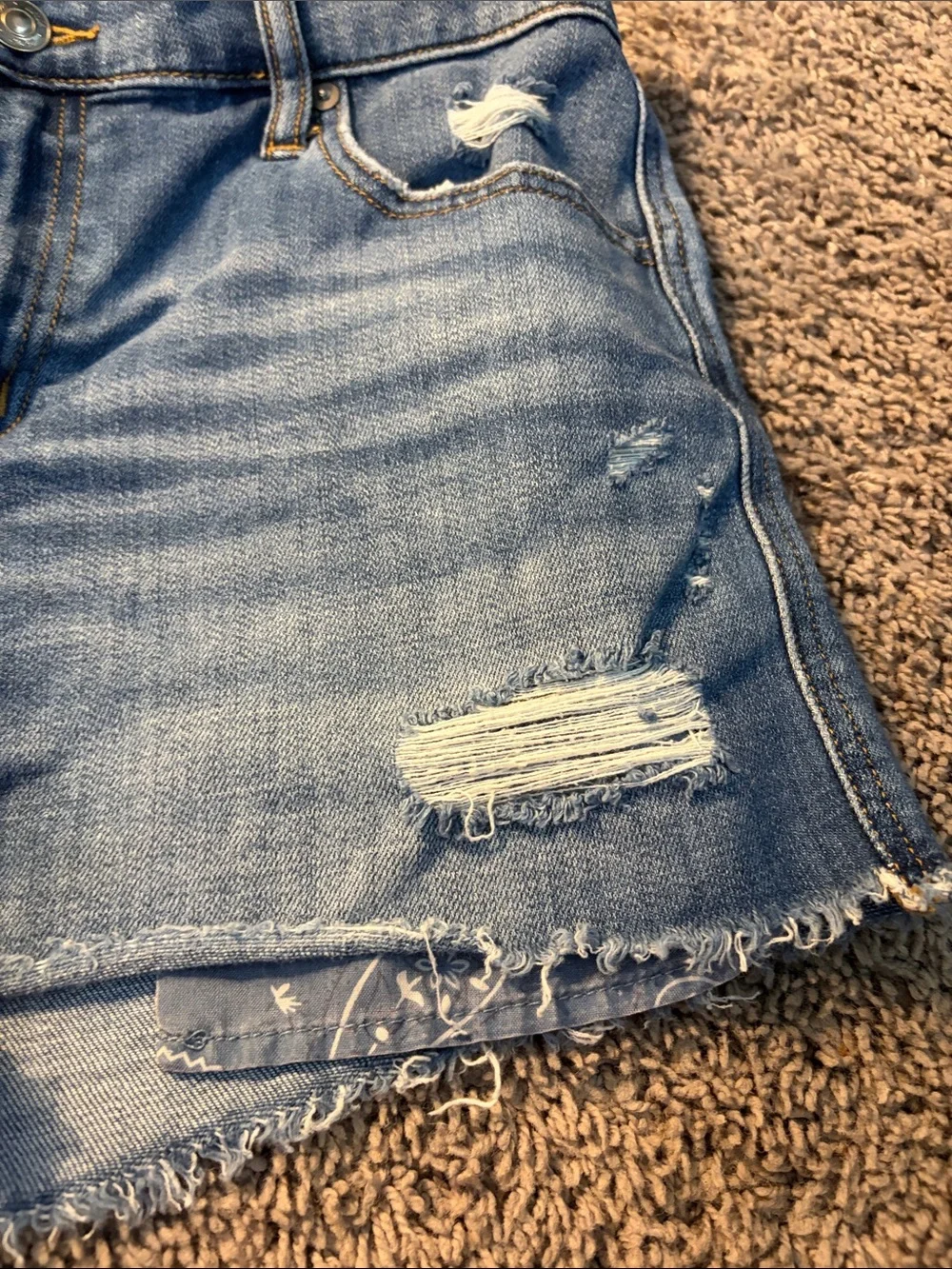 aerie Light Blue Distressed High-Waist Jean Shorts